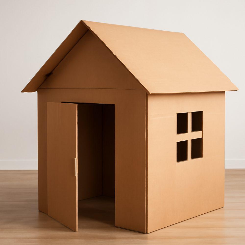Как заделать большой домик из картона 1