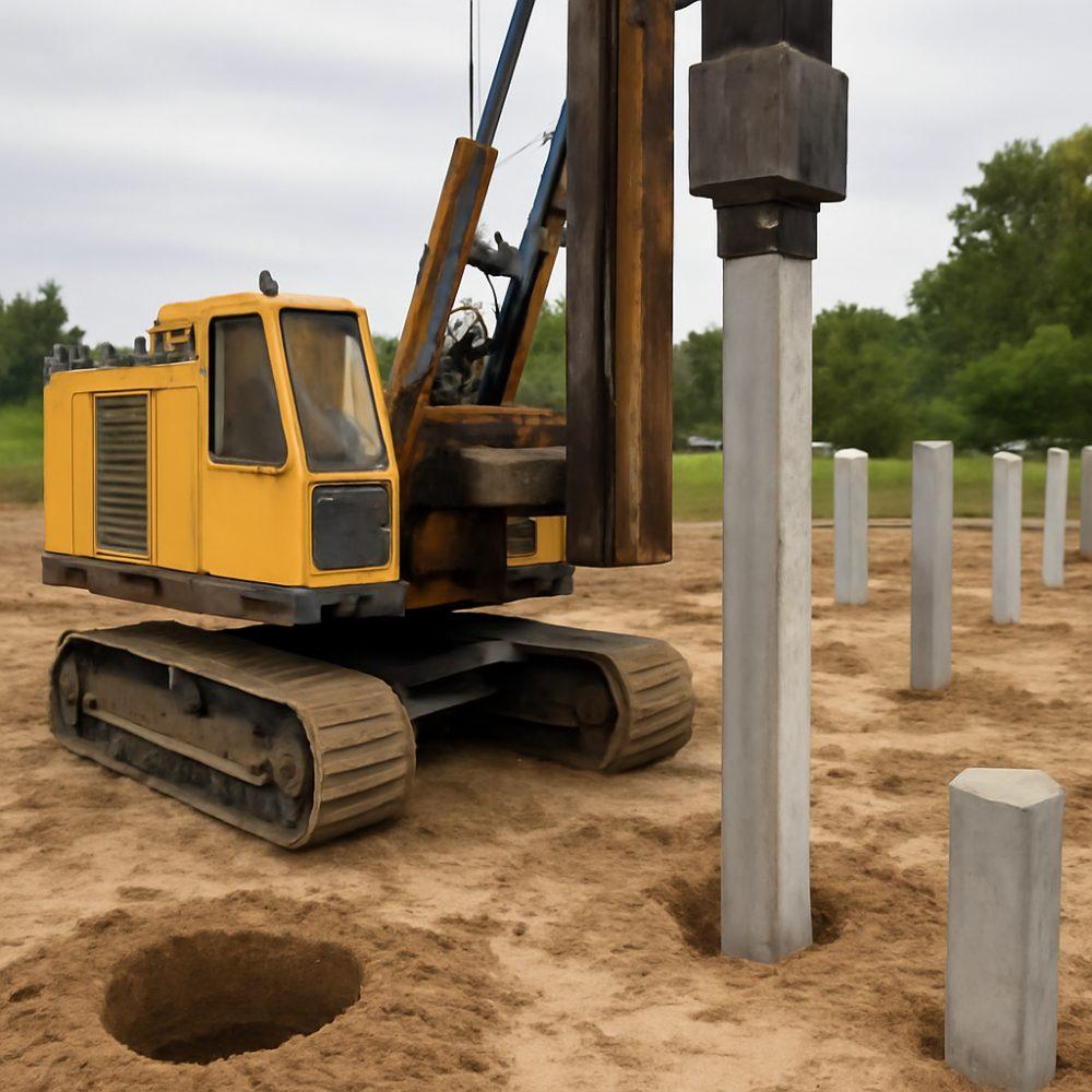 Чем вбивают сваи в землю 1