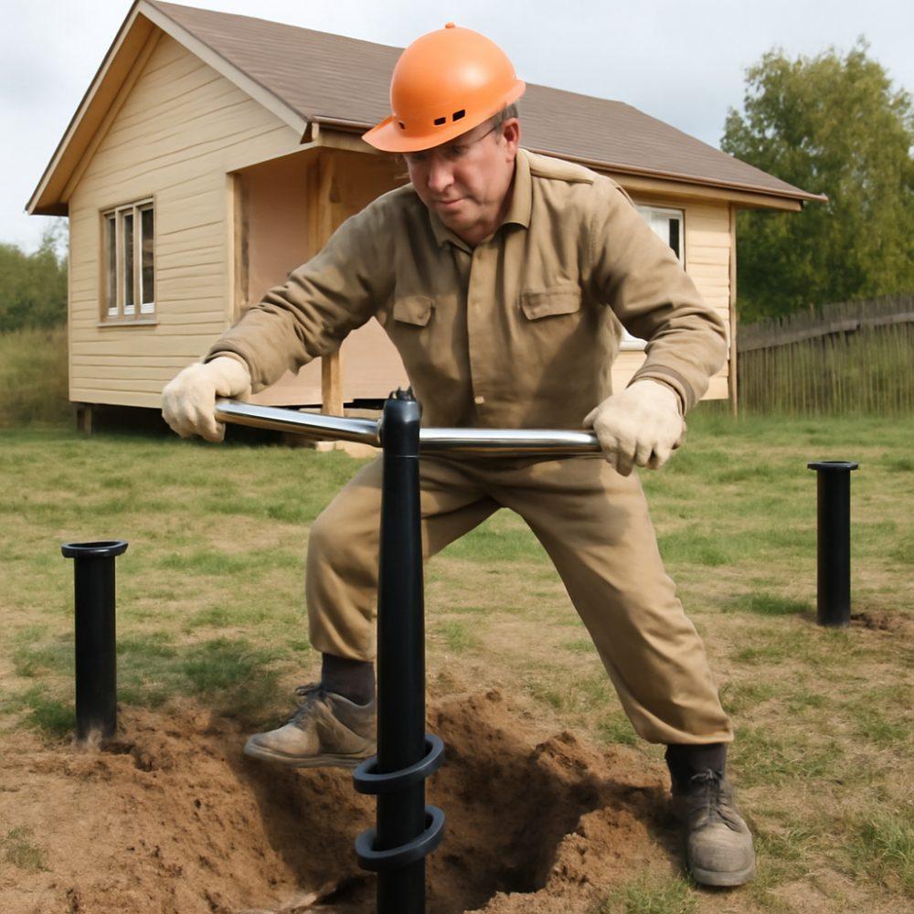 Как вкрутить сваи под домом 1