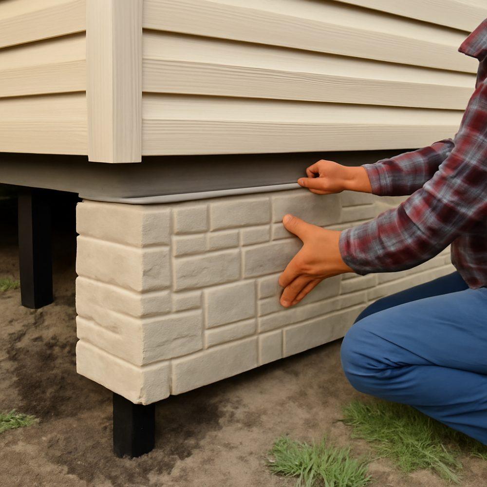 Как зашить цоколь дома на винтовых сваях 1