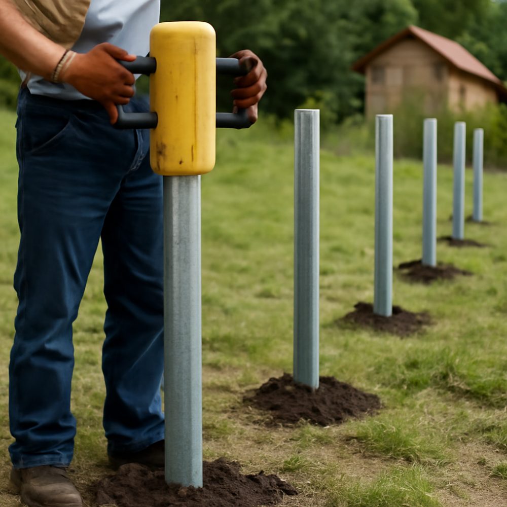 Как забивать сваи для забора 1