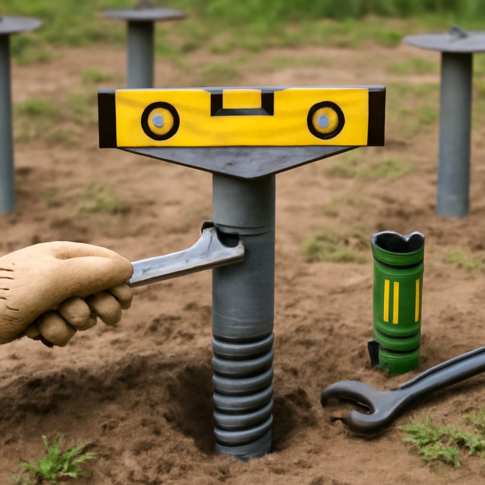 Как выровнять винтовые сваи по уровню 1