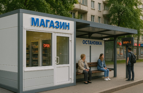 Заказать строительство торгово-остановочного комплекса из сэндвич-панелей
