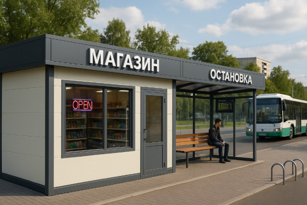 Заказать строительство торгово-остановочного комплекса из сэндвич-панелей 1