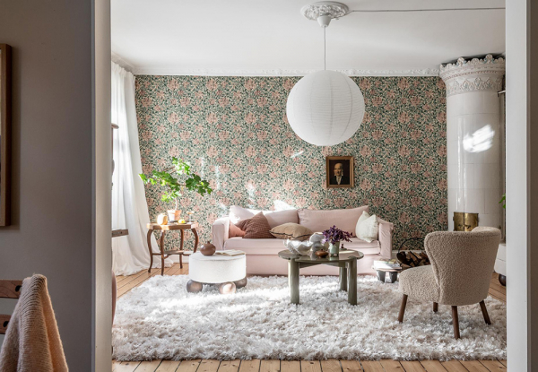 Интерьер, в котором настроение создают цветочные обои Интерьер, в котором настроение создают цветочные обои