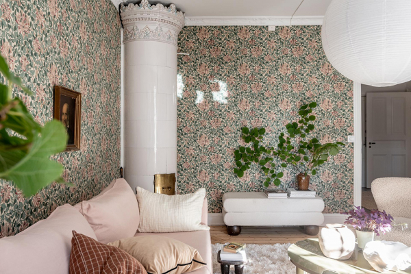 Интерьер, в котором настроение создают цветочные обои Интерьер, в котором настроение создают цветочные обои