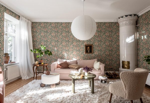 Интерьер, в котором настроение создают цветочные обои Интерьер, в котором настроение создают цветочные обои