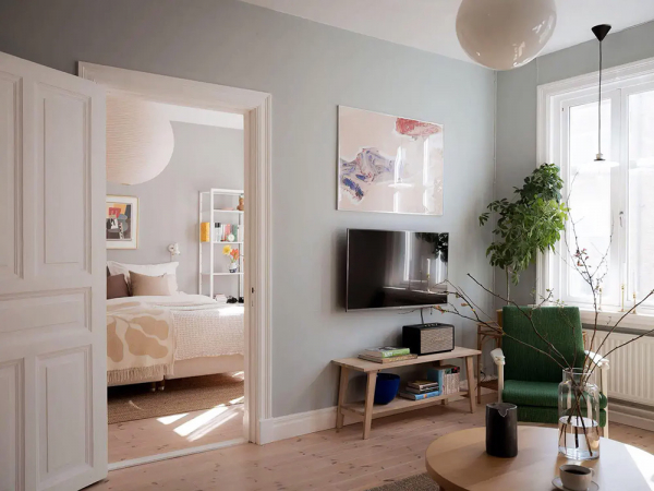 Свежий и воздушный интерьер небольшой квартиры в швеции (58 кв. М) Свежий и воздушный интерьер небольшой квартиры в швеции (58 кв. М)
