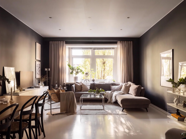 Чёрные стены, белый пол: интерьер на контрастах в гетеборге (65 кв. М) Чёрные стены, белый пол: интерьер на контрастах в гетеборге (65 кв. М)