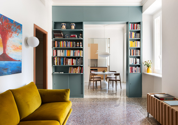 Вставки цвета и красивая плитка на полу: современный интерьер в старом доме в риме 1