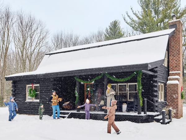 Идеально для зимних каникул: бревенчатый домик в иллинойсе Идеально для зимних каникул: бревенчатый домик в иллинойсе