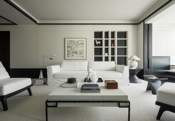 Воздушный современный интерьер в китае с черными акцентами в декоре Воздушный современный интерьер в китае с черными акцентами в декоре