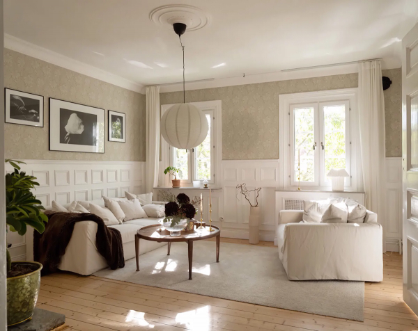 Красивые настенные панели и цветочные обои: уютная квартира в гётеборге Красивые настенные панели и цветочные обои: уютная квартира в гётеборге