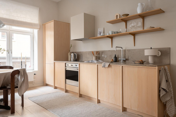 Кремовый интерьер современной скандинавской квартиры (66 кв. М)