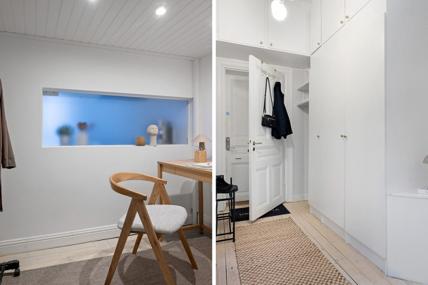 Маленькая белая квартира-студия со спрятанной спальней (34 кв. М) Маленькая белая квартира-студия со спрятанной спальней (34 кв. М)