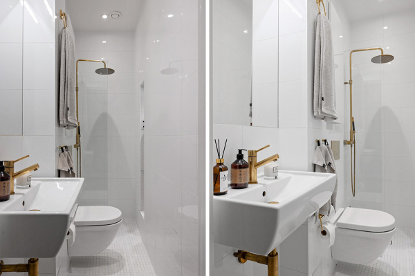 Маленькая белая квартира-студия со спрятанной спальней (34 кв. М) Маленькая белая квартира-студия со спрятанной спальней (34 кв. М)