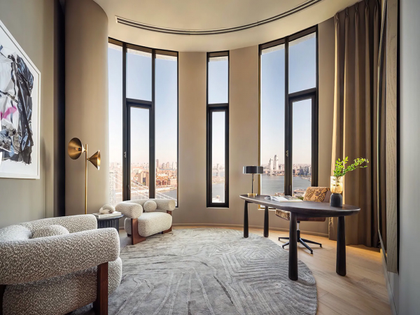 Молочные интерьеры современной резиденции в нью-йоркской высотке Молочные интерьеры современной резиденции в нью-йоркской высотке