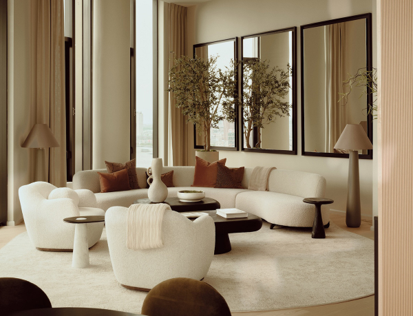 Молочные интерьеры современной резиденции в нью-йоркской высотке Молочные интерьеры современной резиденции в нью-йоркской высотке