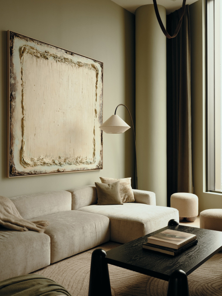 Молочные интерьеры современной резиденции в нью-йоркской высотке Молочные интерьеры современной резиденции в нью-йоркской высотке