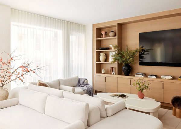 Приятный современный дизайн в молочных тонах: квартира в нью-йорке